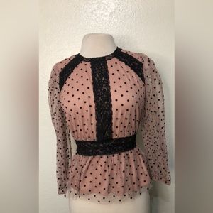 Orchid Haze small dusty pink with black polka dots - NWNT